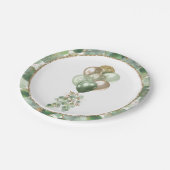 Baby im Blut | Ballon und Eucalyptus Baby Showroom Pappteller (Schrägansicht)