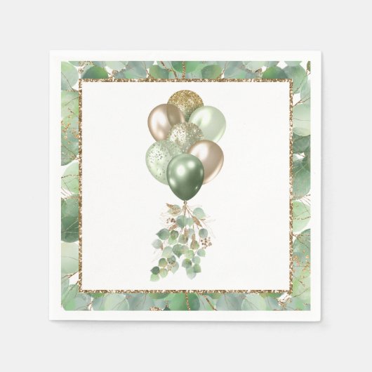 Baby im Blut | Ballon und Eucalyptus Baby Showroom Serviette (Vorderseite)