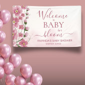 Baby im Blut Begrüßungsmädchen Rosa Blütendusche Banner