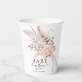 Baby im Blut | Beige Spring Floral Baby Dusche Pappbecher (Vorderseite)