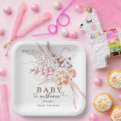 Baby im Blut | Beige Spring Floral Baby Dusche Pappteller (Party)