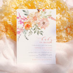 Baby im Blut | Blush & Aquamarine Frühlingsdusche Einladung<br><div class="desc">Eine einfache und moderne Babydusche mit handgemalten Aquarellbouquets, Schriftzeichen und eleganter Typografie. An der Vorderseite der Karte befindet sich eine Blumenanordnung in der oberen links Ecke. Es gibt Rose, Dahlien, Drachen, Eukalyptus und vieles mehr. Unten, rechts ausgerichtet, liest es "Baby in Blüte", mit "Baby" in fließendem Skript. Der Name und...</div>