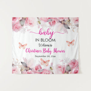 Baby im Blütenstaub Rose Babydusche Hintergrund Wandteppich