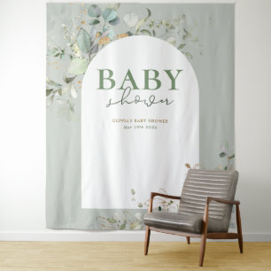 Baby im Hintergrund der botanischen Eukalyptusblüt Wandteppich