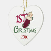 Baby im Strumpf 1. Weihnachtsfeier Keramik Ornament (Links)