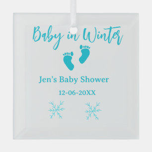 Baby im Winter duschen blaue Babyfüße Schneeflocke Ornament Aus Glas