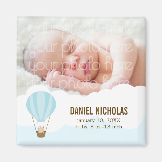 Baby in Balloon Baby Birth Announcements Magnet (Vorne)