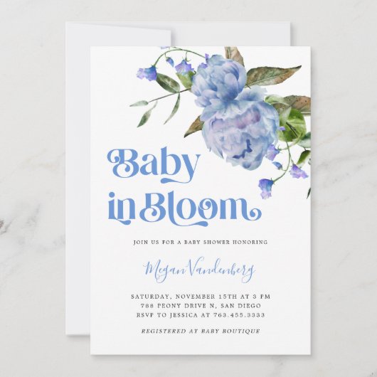 Baby in Blauer Blauer Einladung (Vorderseite)