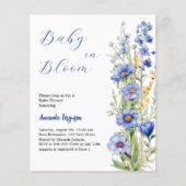 Baby in blauer Blüte Baby Dusche Einladung (Vorderseite)