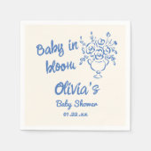 Baby in blauer Hand gezogenes Blumenbaby-Dusche Serviette (Vorderseite)