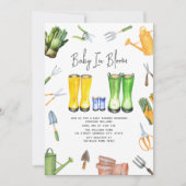 Baby in blauer Regenbogenhaut Gartenarbeit Einladung (Vorderseite)