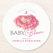 Baby in Bloimsy Aquarelldusche Runder Pappuntersetzer (Vorderseite)