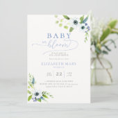 Baby in Bloom Anemones Bloral Boy Baby Dusche Einladung (Stehend Vorderseite)