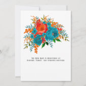 Baby in Bloom Aquamarin Orange Babydusche Einladung (Rückseite)