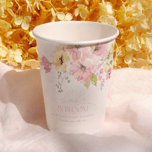 Baby in Bloom Aquarell Florales Mädchen Babyshower Pappbecher