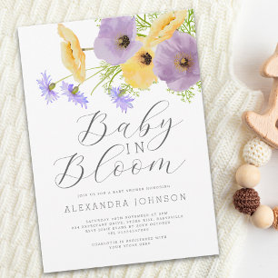 Baby In Bloom Aquarell Frühlingsblumen Einladung