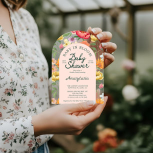 Baby in Bloom Arch Bold Blumengarten Babydusche Acryleinladungen