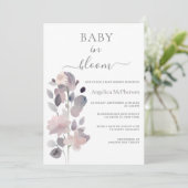BABY IN BLOOM ASH PINK PASTEL LILA BLUSH FLORAL EINLADUNG (Stehend Vorderseite)
