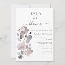 BABY IN BLOOM ASH PINK PASTEL LILA BLUSH FLORAL EINLADUNG