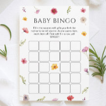 Baby in Bloom Baby Dusche Bingo Game Card