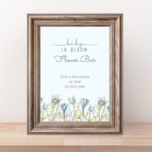 Baby in Bloom Baby Dusche Blume Bar-Zeichen Poster