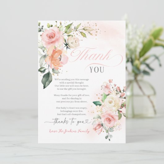 Baby in Bloom Baby Dusche Danke Karten (Stehend Vorderseite)