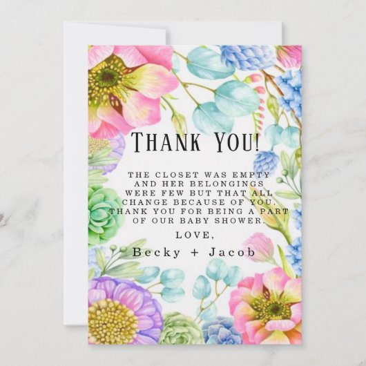 Baby in Bloom Baby Dusche Danke Karten (Vorderseite)