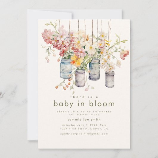 Baby in Bloom Baby Dusche Einladung (Vorderseite)