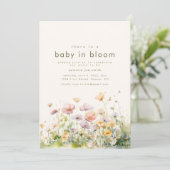 Baby in Bloom Baby Dusche Einladung (Stehend Vorderseite)