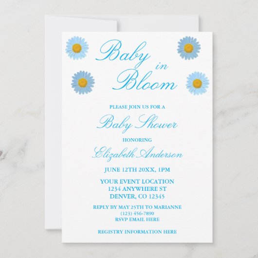 Baby in Bloom Baby Dusche Einladung (Vorderseite)