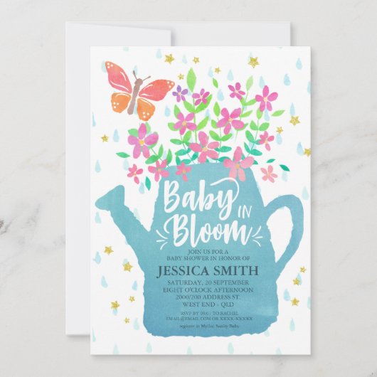 Baby in Bloom Baby Dusche Einladung (Vorderseite)