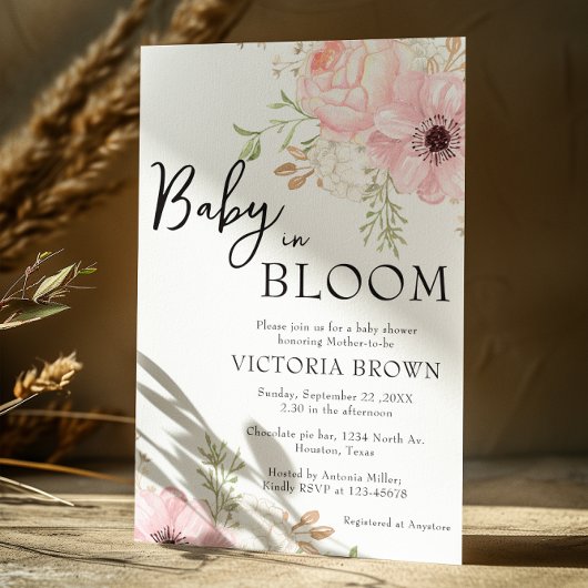 Baby in Bloom Baby Dusche Einladung