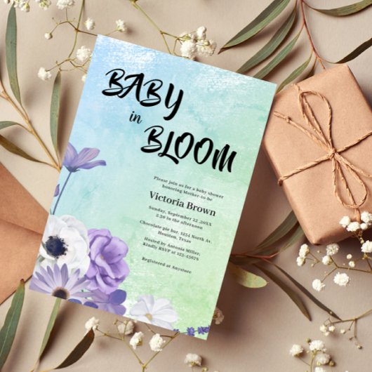 Baby in Bloom Baby Dusche Einladung