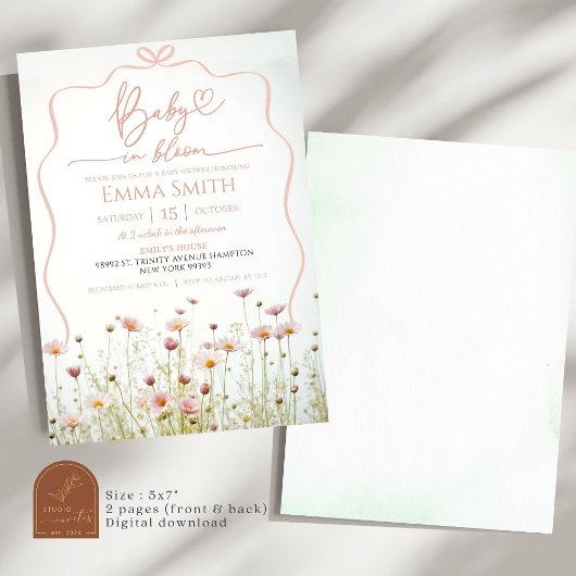 Baby in Bloom Baby Dusche Einladung