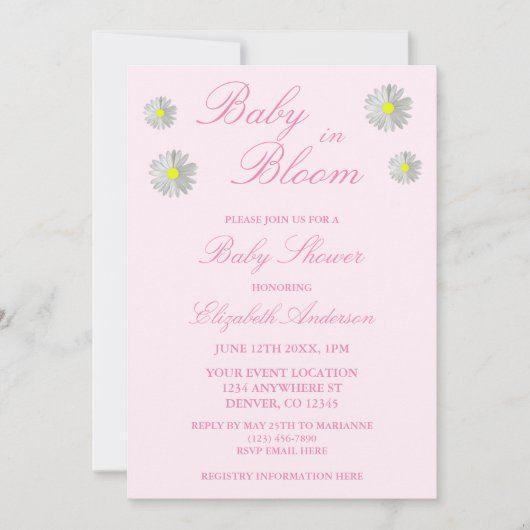 Baby in Bloom Baby Dusche Einladung (Vorderseite)