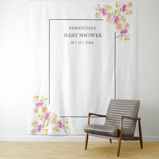 Baby in Bloom Baby Dusche Foto Hintergrund Wandteppich (Beispiel)