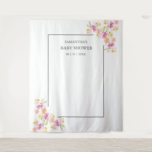 Baby in Bloom Baby Dusche Foto Hintergrund Wandteppich (Vorderseite)
