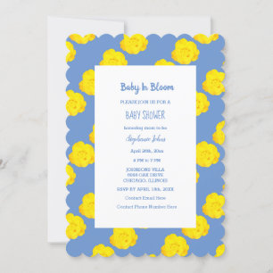 Baby in Bloom Baby Dusche Gelbe Kornblume Blau Einladung