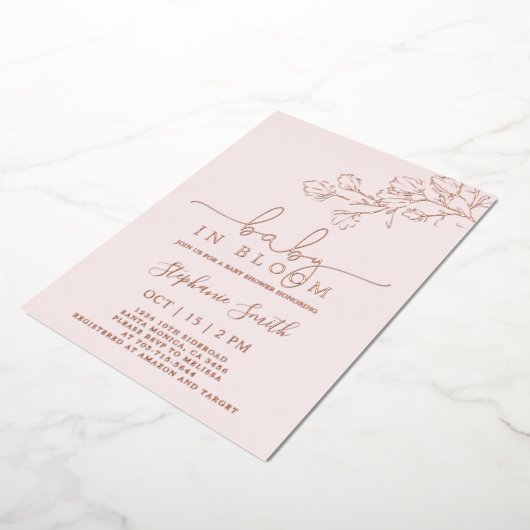 Baby in Bloom Baby Dusche Girl Foil Einladung (Gedreht)