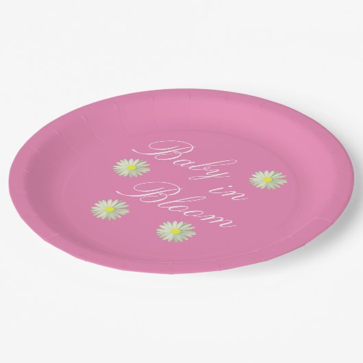 Baby in Bloom Baby Dusche Pappteller (Schrägansicht)