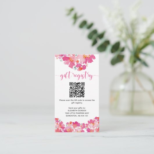Baby in Bloom Baby Dusche Registrierung QR Code Fl Begleitkarte (Stehend Vorderseite)