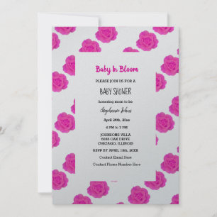 Baby in Bloom Baby Dusche Rosa Blütenblütenblume S Einladung