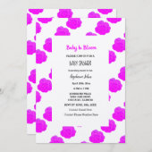 Baby in Bloom Baby Dusche Rosa Lila Rose Silver Einladung (Vorne/Hinten)