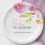 Baby in Bloom Baby Dusche verfügbar Pappteller<br><div class="desc">Diese Baby in Bloom Baby Duschpapier Teller sind mit Aquarellfarben Blume in Rosa und Orange. Die Worte "Baby in Bloom" sind Set in trendiger Typografie. Verwenden Sie die Vorlagenfelder, um Ihren benutzerdefinierten Text hinzuzufügen. Eine schöne Wahl für Baby in Blütendusche Ideen und Babydusche Dekoration. Um mehr Babydusche Teller und Servietten...</div>