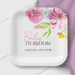 Baby in Bloom Baby Dusche verfügbar Pappteller<br><div class="desc">Die Babyduschpapier-Teller sind mit Aquarellfarben-Blume in Rosa- und Orangetönen gestaltet. Die Worte "Baby in Bloom" sind Set in trendiger Typografie. Verwenden Sie die Vorlagenfelder, um Ihren benutzerdefinierten Text hinzuzufügen. Eine schöne Wahl für Baby in Blütendusche Ideen und Babydusche Dekoration. Um mehr Babydusche Teller und Servietten wie diesen Besuch www.zazzle.com/dotellabelle Einzigartige...</div>