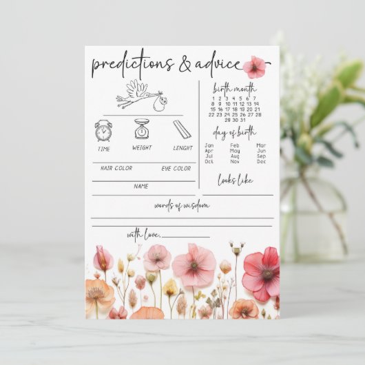 Baby in Bloom Baby Dusche Vorhersage und Beratung Save The Date (Stehend Vorderseite)