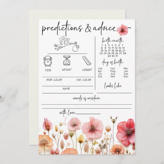 Baby in Bloom Baby Dusche Vorhersage und Beratung Save The Date (Vorne/Hinten)