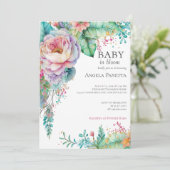 Baby in Bloom Baby Girl Baby Dusche Einladung (Stehend Vorderseite)