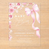 Baby In Bloom Baby Shower Acrylic Invitation  Acryleinladungen (Vorderseite)