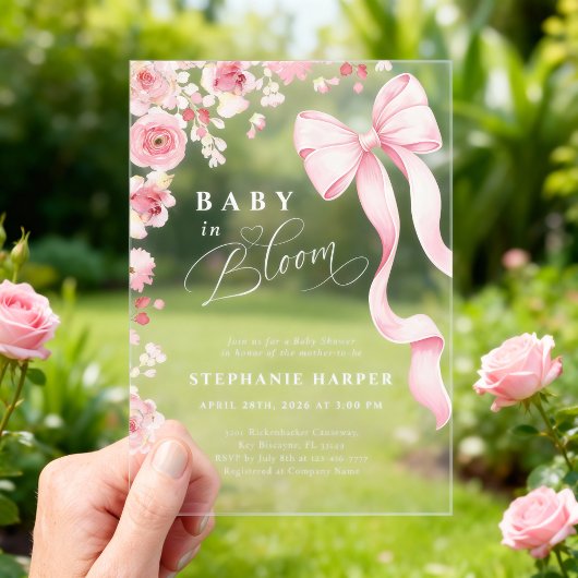 Baby In Bloom Baby Shower Acrylic Invitation  Acryleinladungen